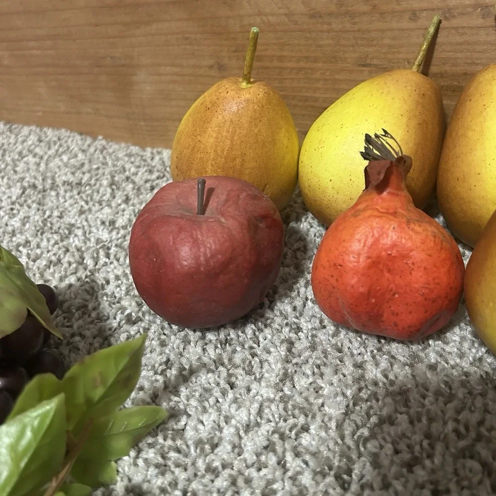 Faux Fake Fruit Realistic Plastic Rubber‎ Decorative Mix Lot 12 Pears Grapes